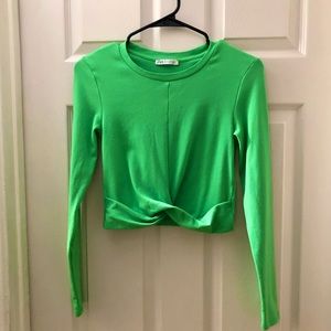 ZARA L/S Neon green crop top